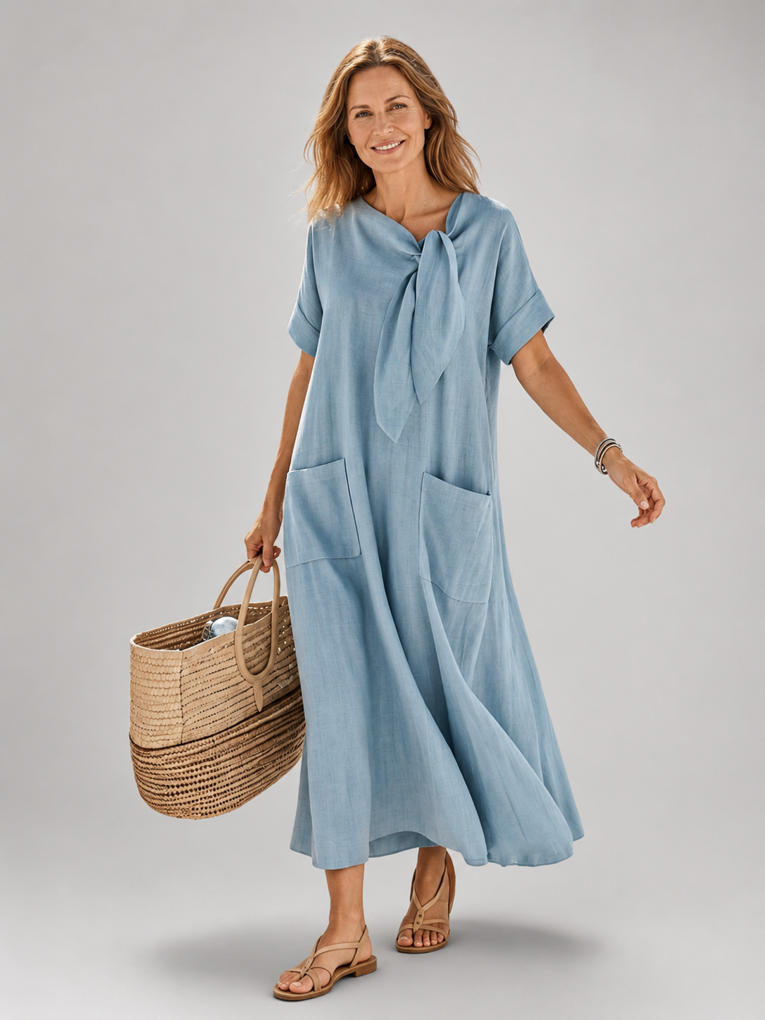 Marion | Robe Maxi Décontractée, Col Rond