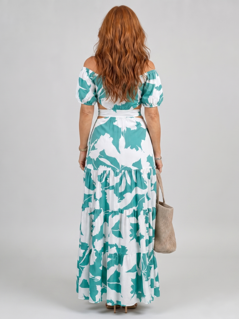 Coralie | Robe Maxi Épaules Dénudées à Découpes