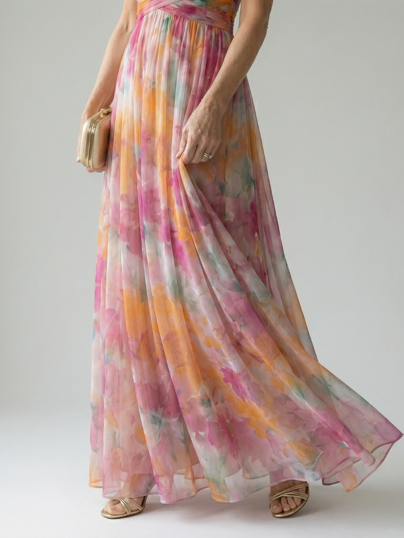 Élise | Robe Maxi Portefeuille Dégradée