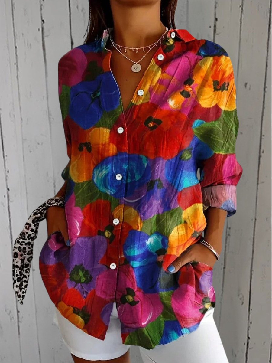 Anica | Blusa artistica a bottoni vivace