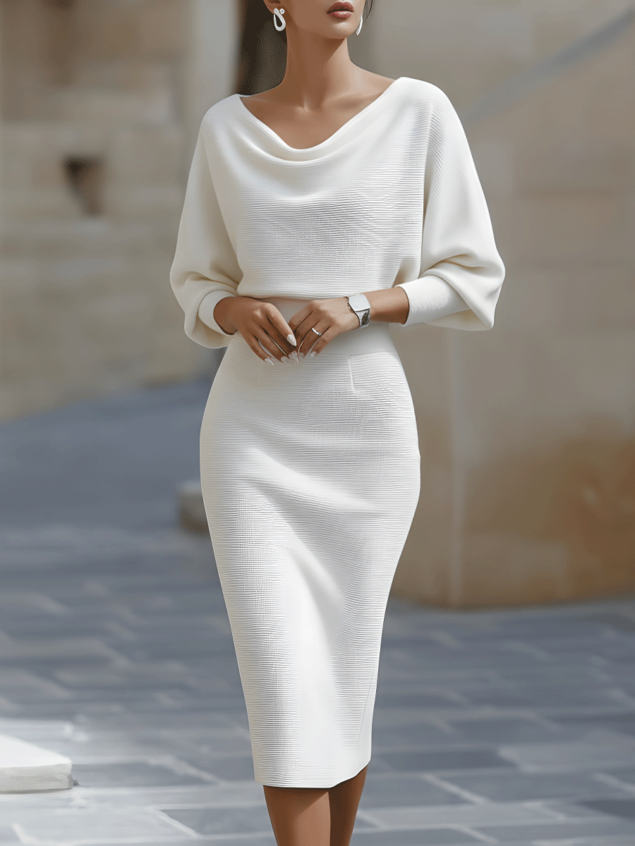 Alice | Robe midi drapée blanche