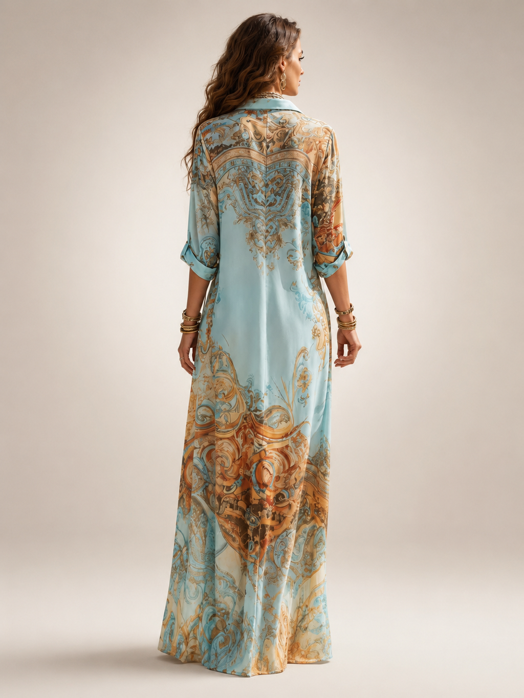 Liane | Robe Maxi Fleurie, Patte de Boutonnage