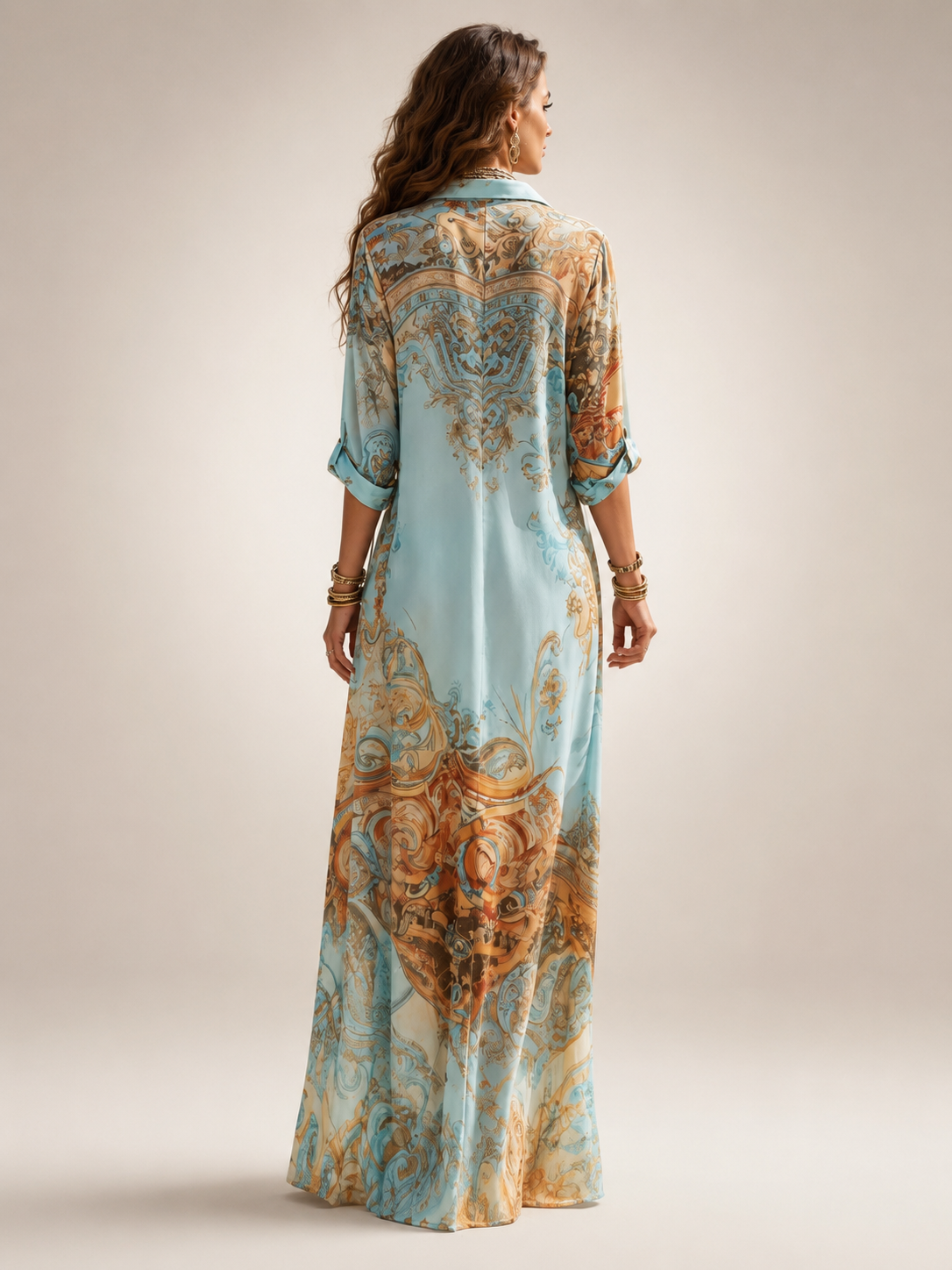 Liane | Robe Maxi Fleurie, Patte de Boutonnage