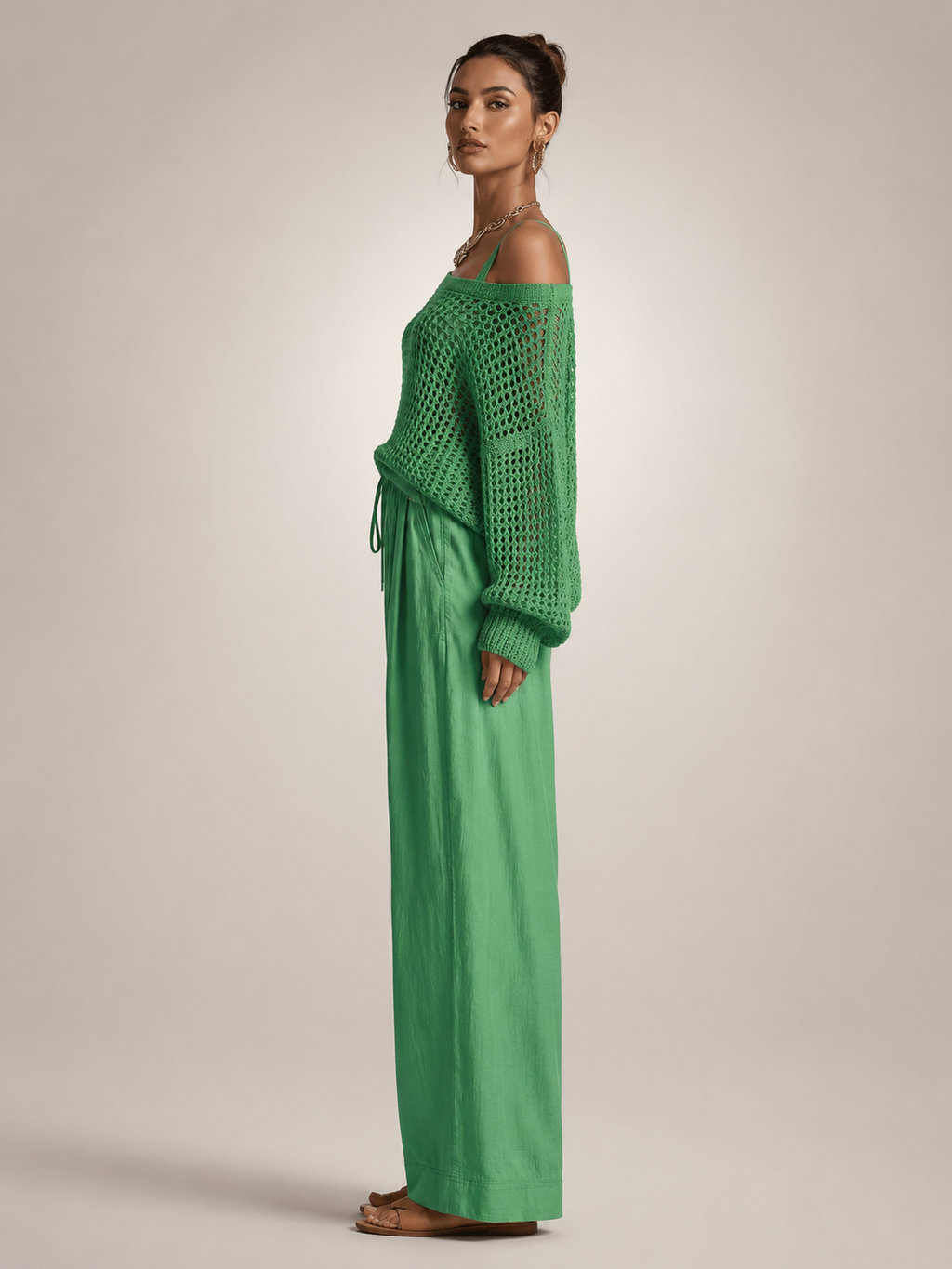 Hortense | Ensemble Épaules Dénudées, Pantalon Large