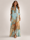 Liane | Robe Maxi Fleurie, Patte de Boutonnage