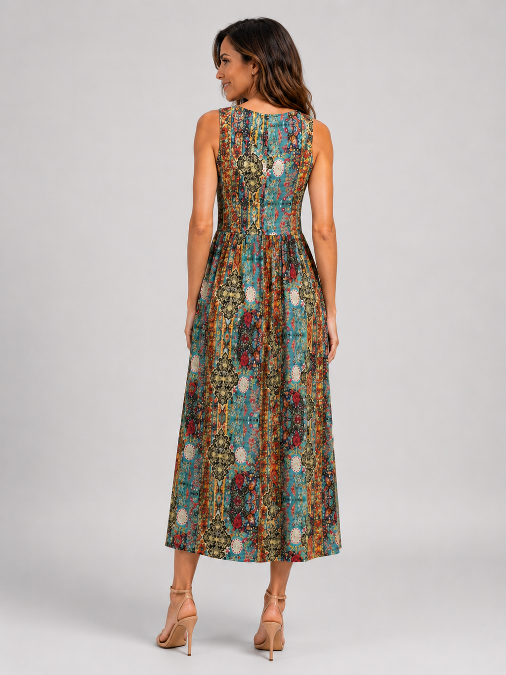 Françoise | Robe Midi Bohème, Col Halter