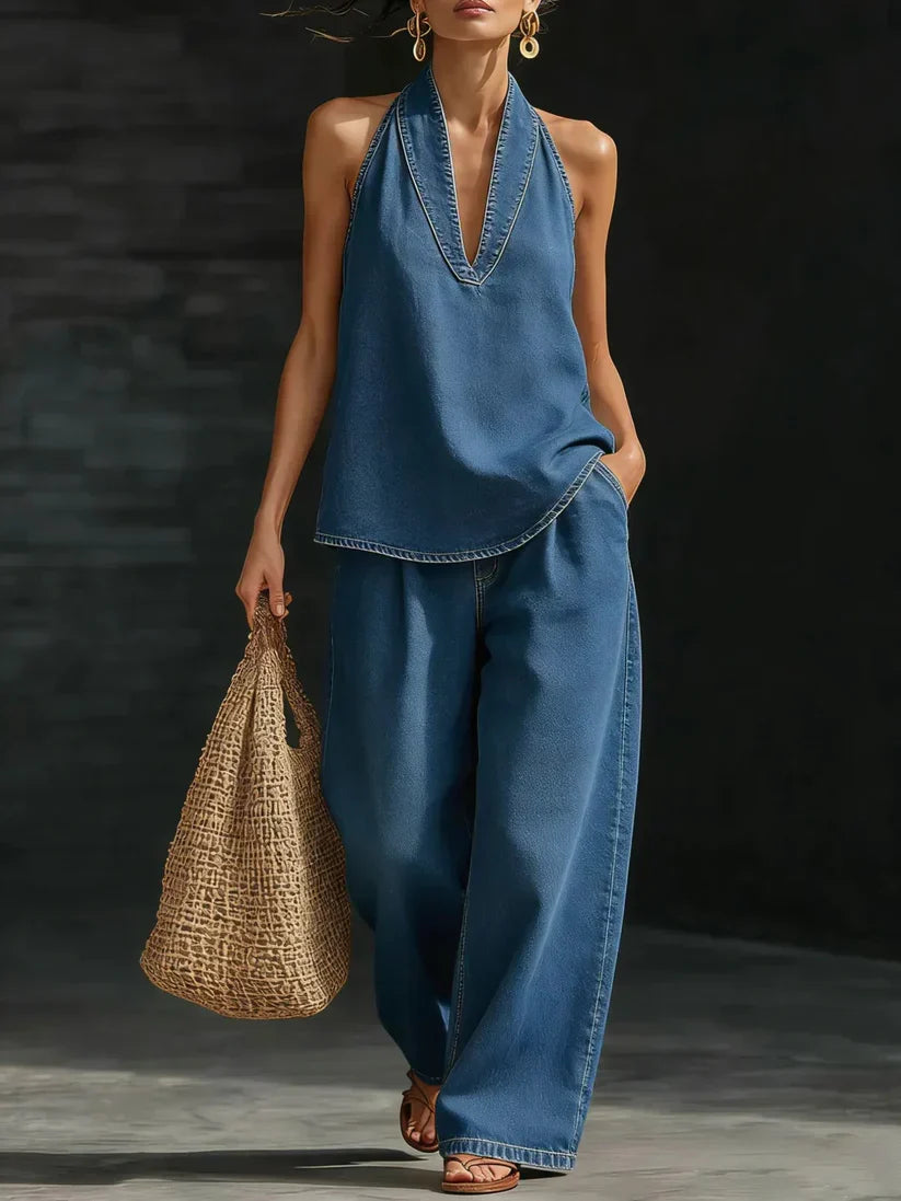 Martine | Ensemble Long Fluide Col en V