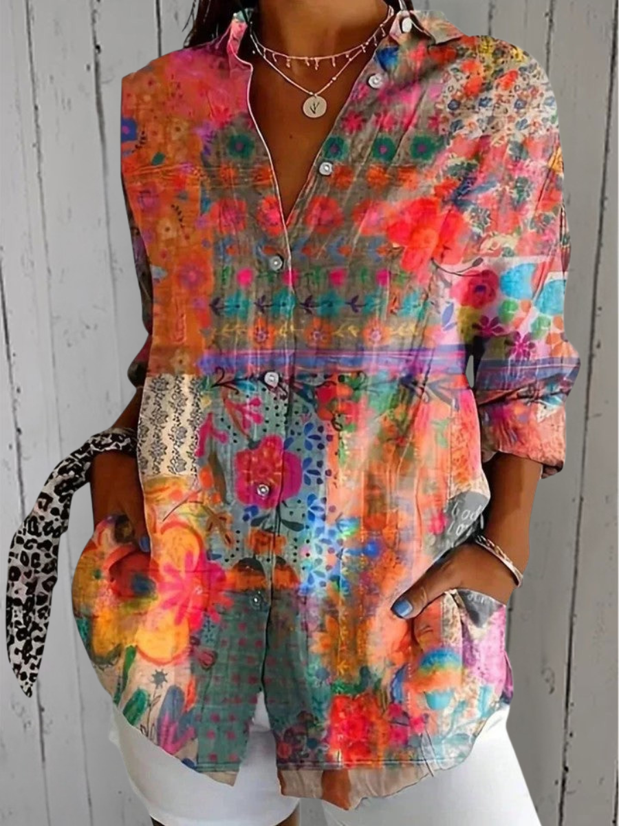 Anica | Blusa artistica a bottoni vivace