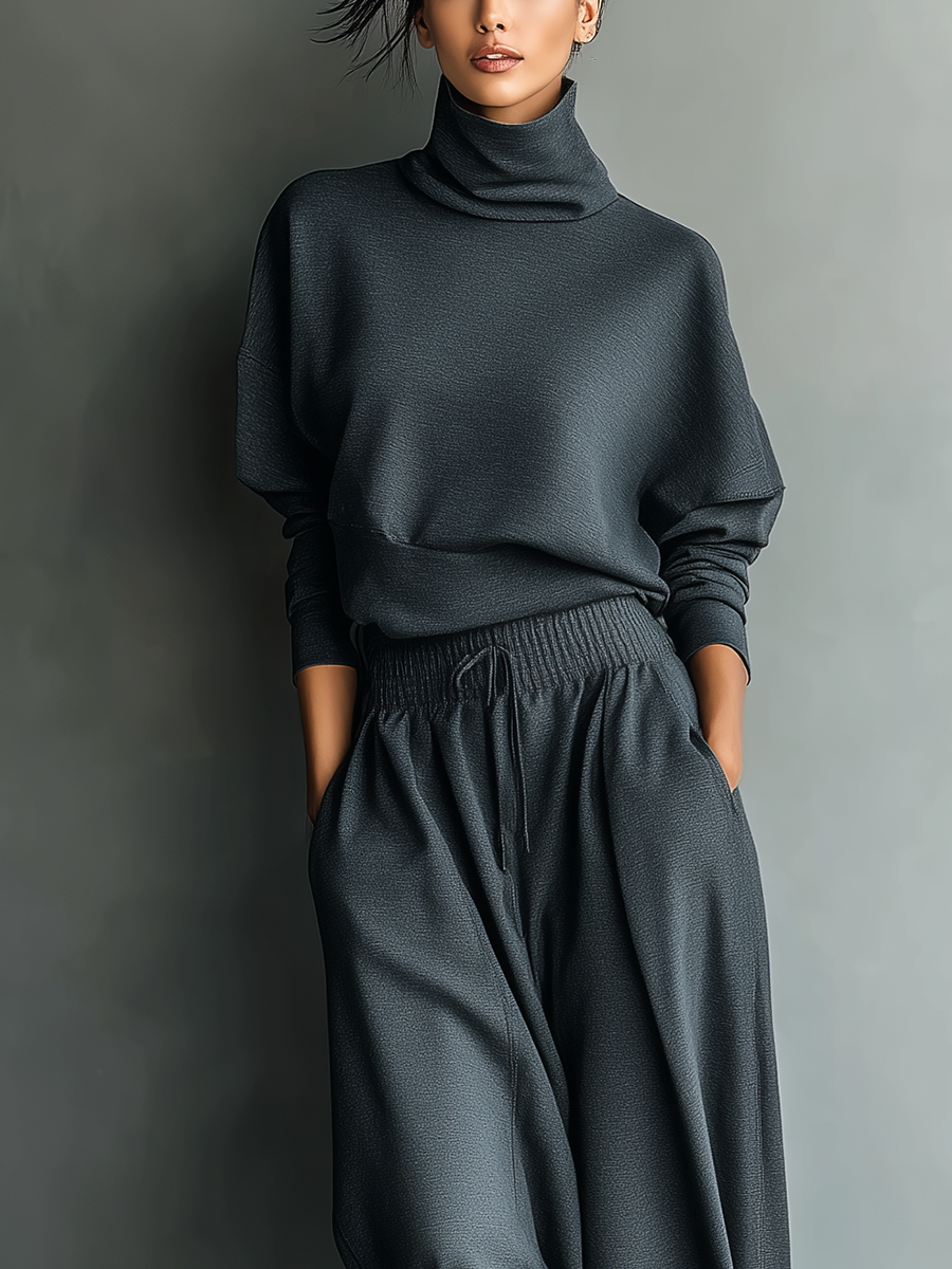 Félicité | Ensemble Tricot, Col Montant et Pantalon Large