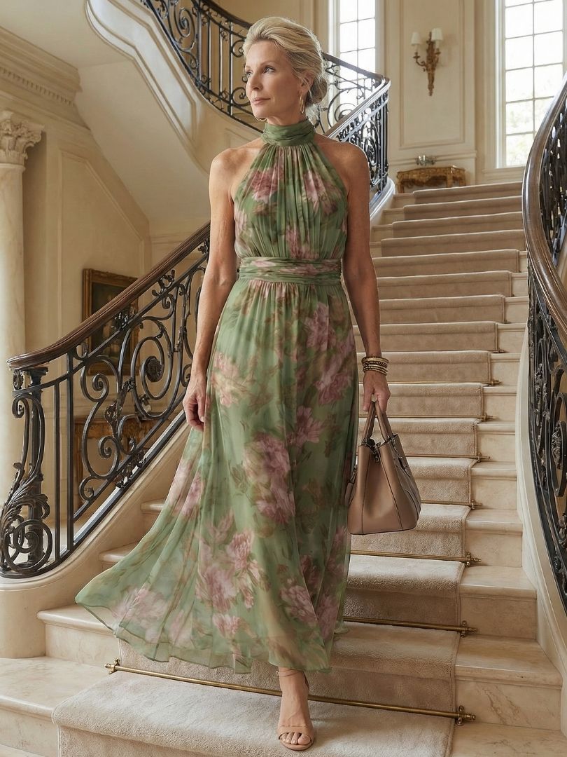 Paule | Robe Midi Col Halter, Fronces