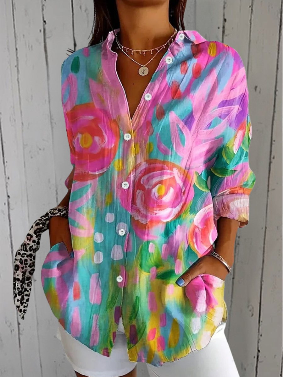 Anica | Blusa artistica a bottoni vivace