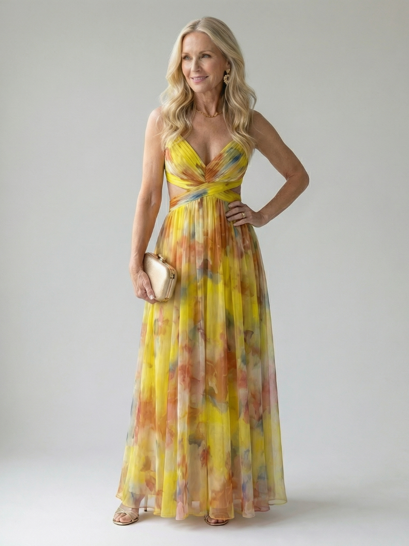 Élise | Robe Maxi Portefeuille Dégradée