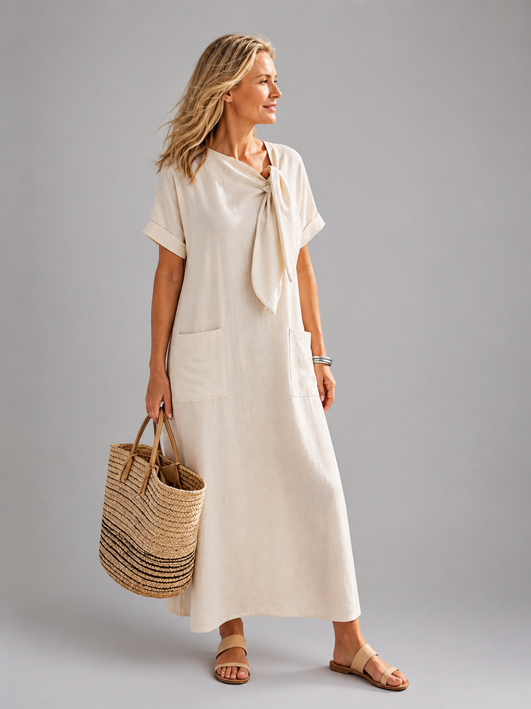 Marion | Robe Maxi Décontractée, Col Rond