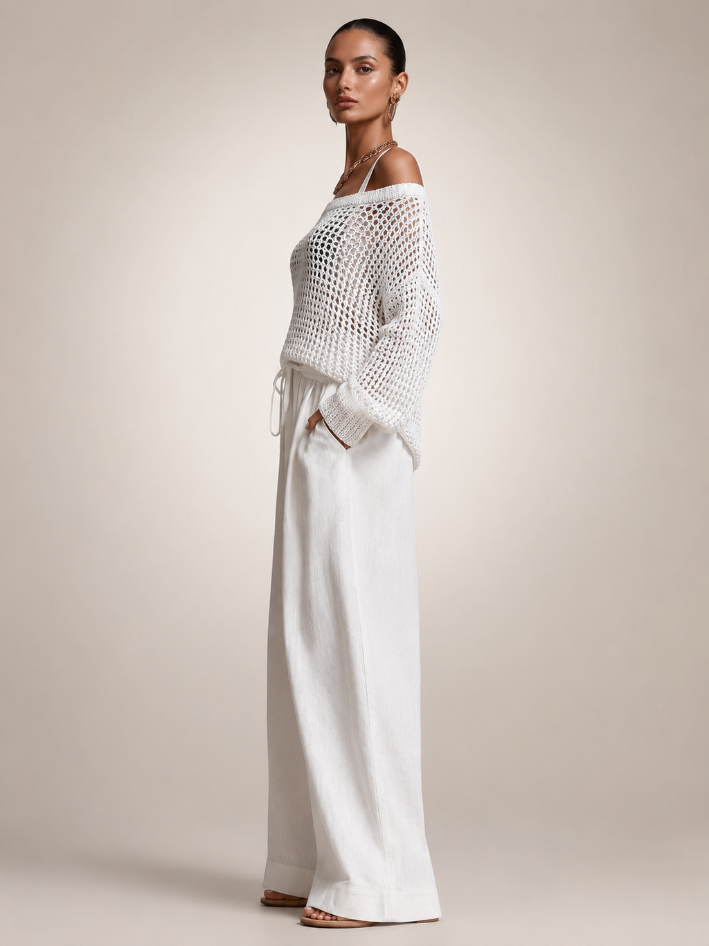Hortense | Ensemble Épaules Dénudées, Pantalon Large