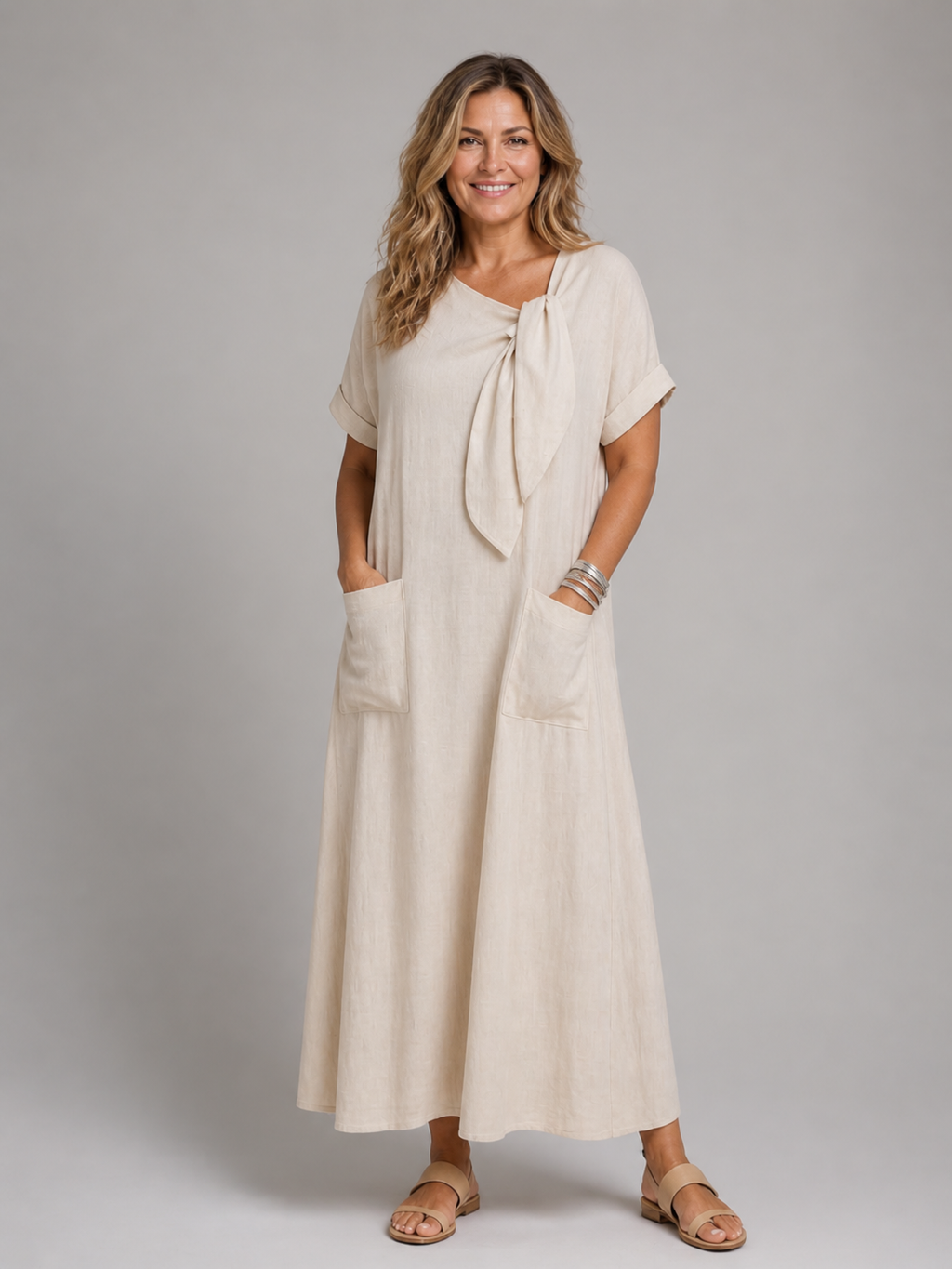 Marion | Robe Maxi Décontractée, Col Rond