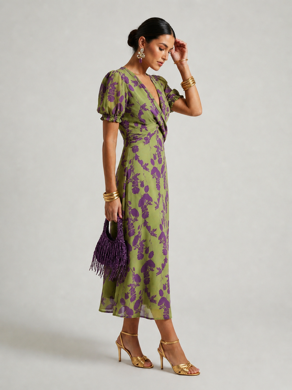 Michèle | Robe Midi Fleurie Décontractée