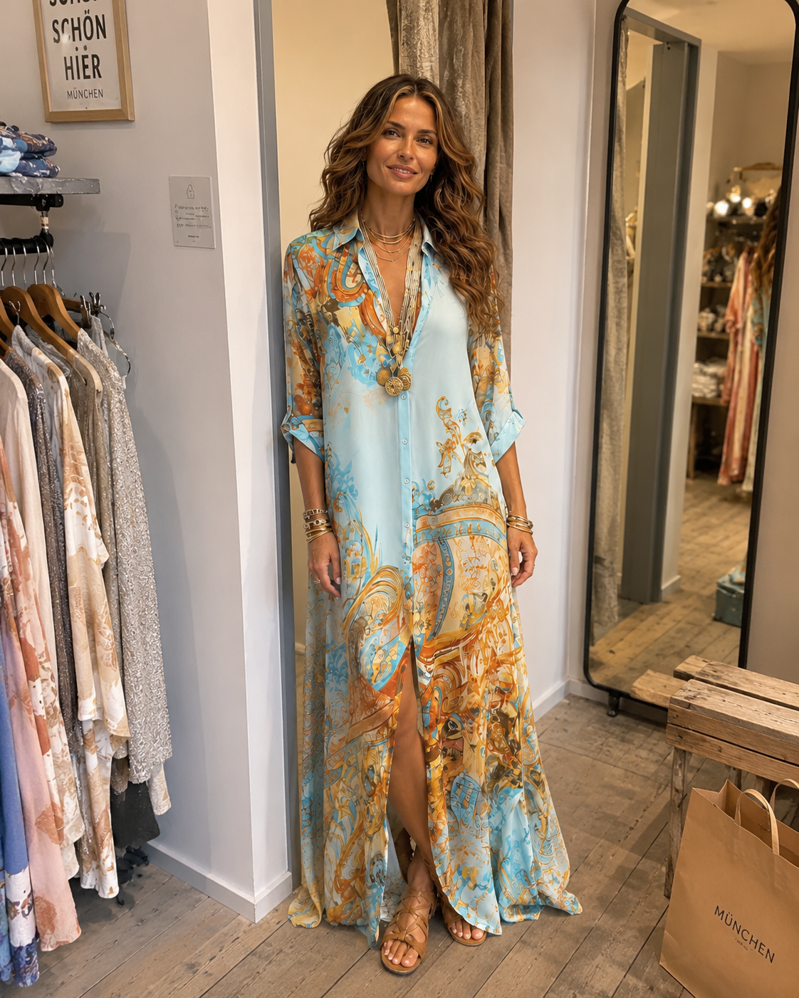 Liane | Robe Maxi Fleurie, Patte de Boutonnage