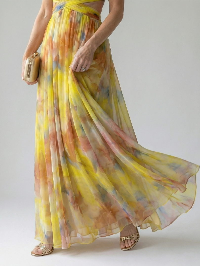 Élise | Robe Maxi Portefeuille Dégradée