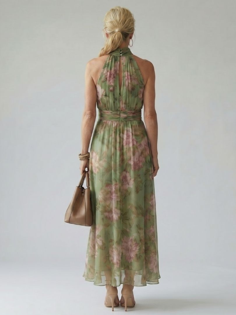 Paule | Robe Midi Col Halter, Fronces