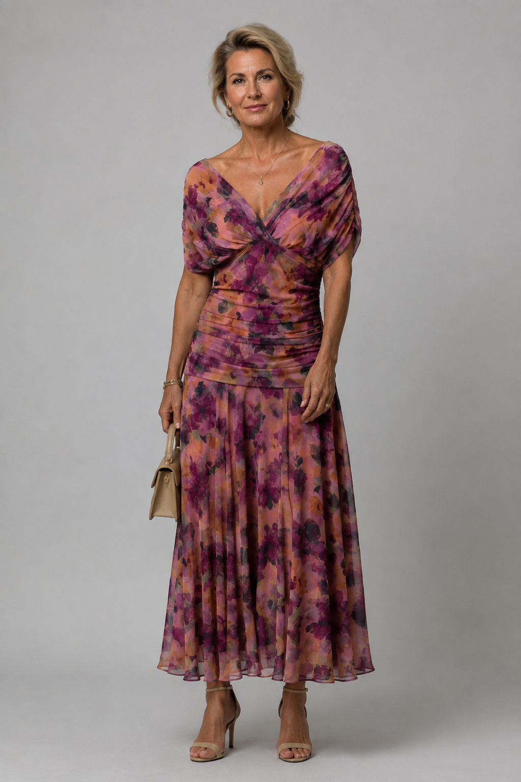 Ariane | Robe Midi Épaules Dénudées Drapée