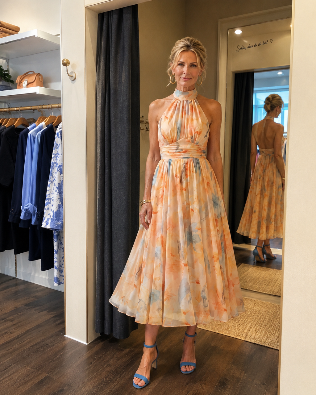 Antoinette | Robe Midi Douce, Col Halter