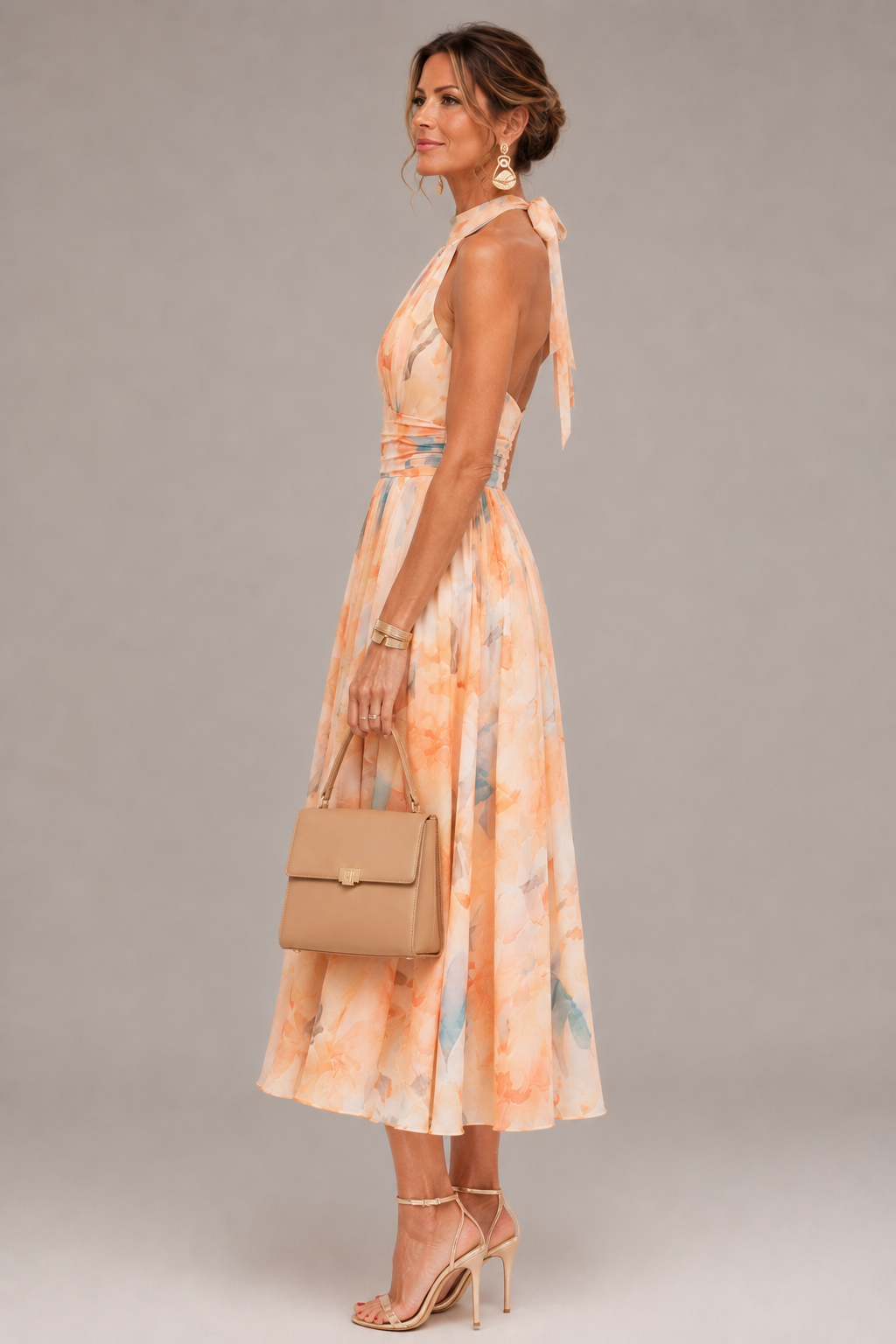 Aurore | Robe Maxi Halter à Imprimé Aquarelle