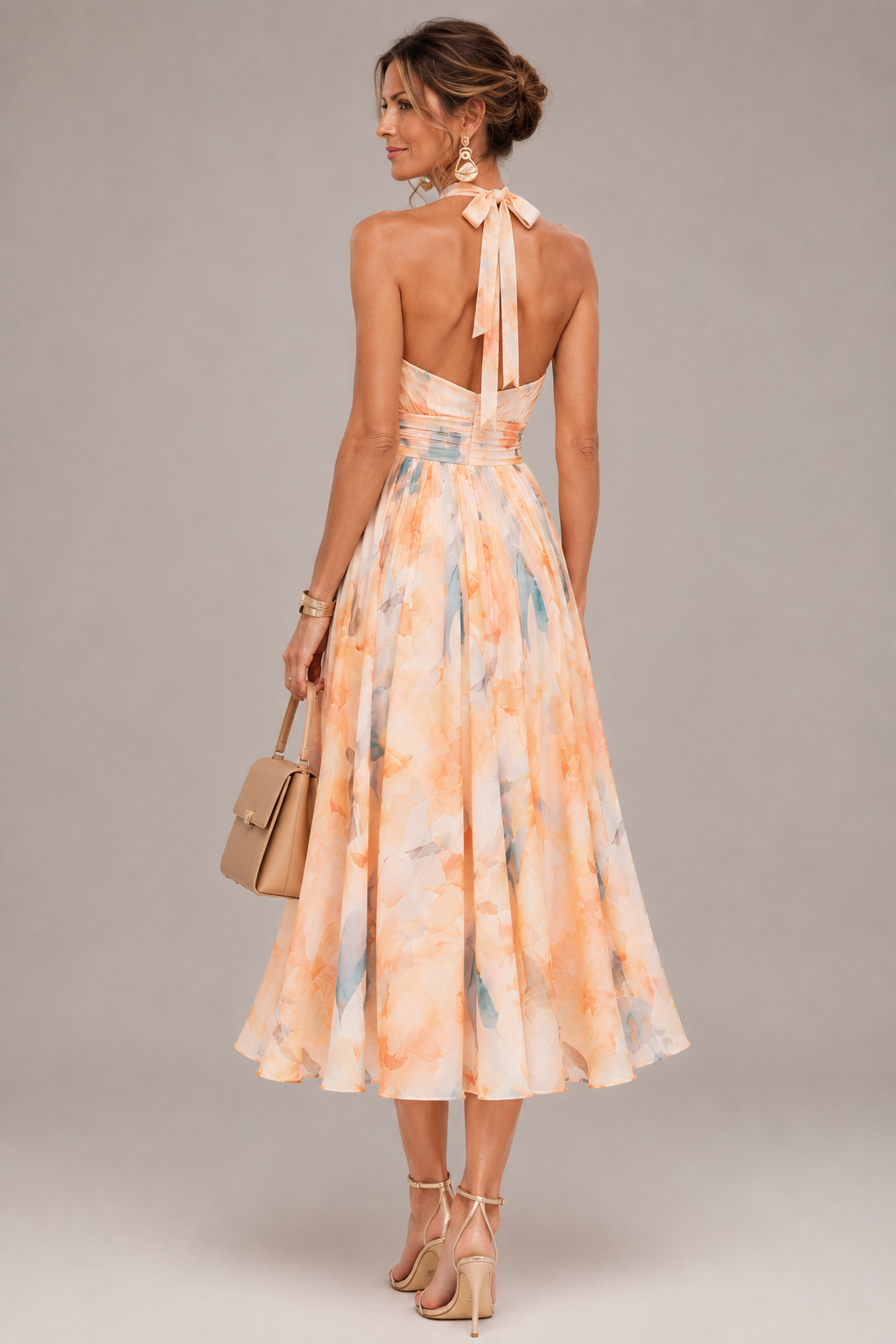 Aurore | Robe Maxi Halter à Imprimé Aquarelle