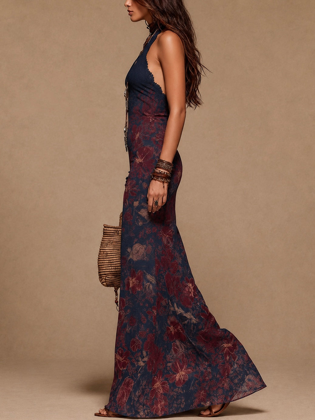 Lise | Robe Longue Fleurie en Dentelle, Silhouette Sirène