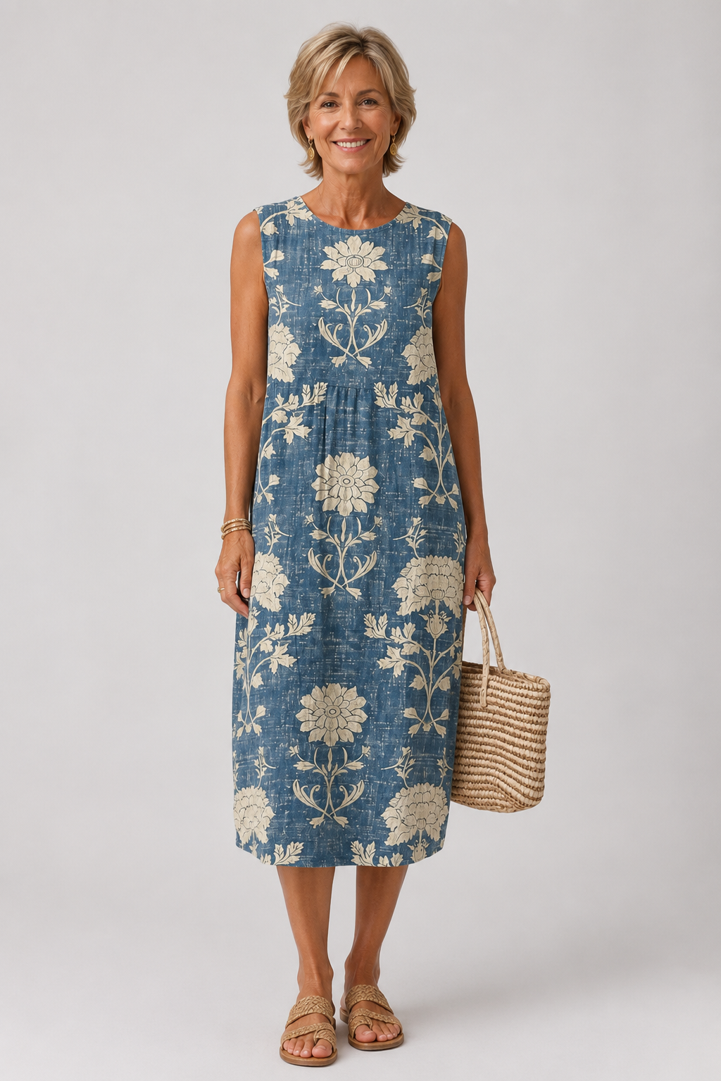 Belle | Robe Bohème Fleurie Bleu Denim
