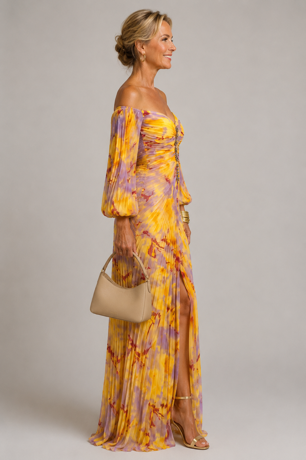 Marielle | Robe Longue Fleurie, Décolleté Profond