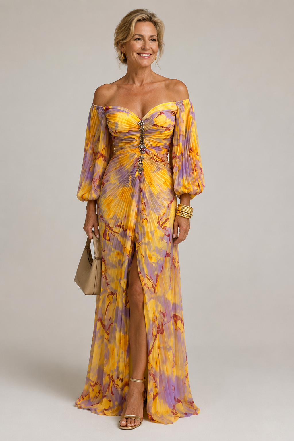 Marielle | Robe Longue Fleurie, Décolleté Profond