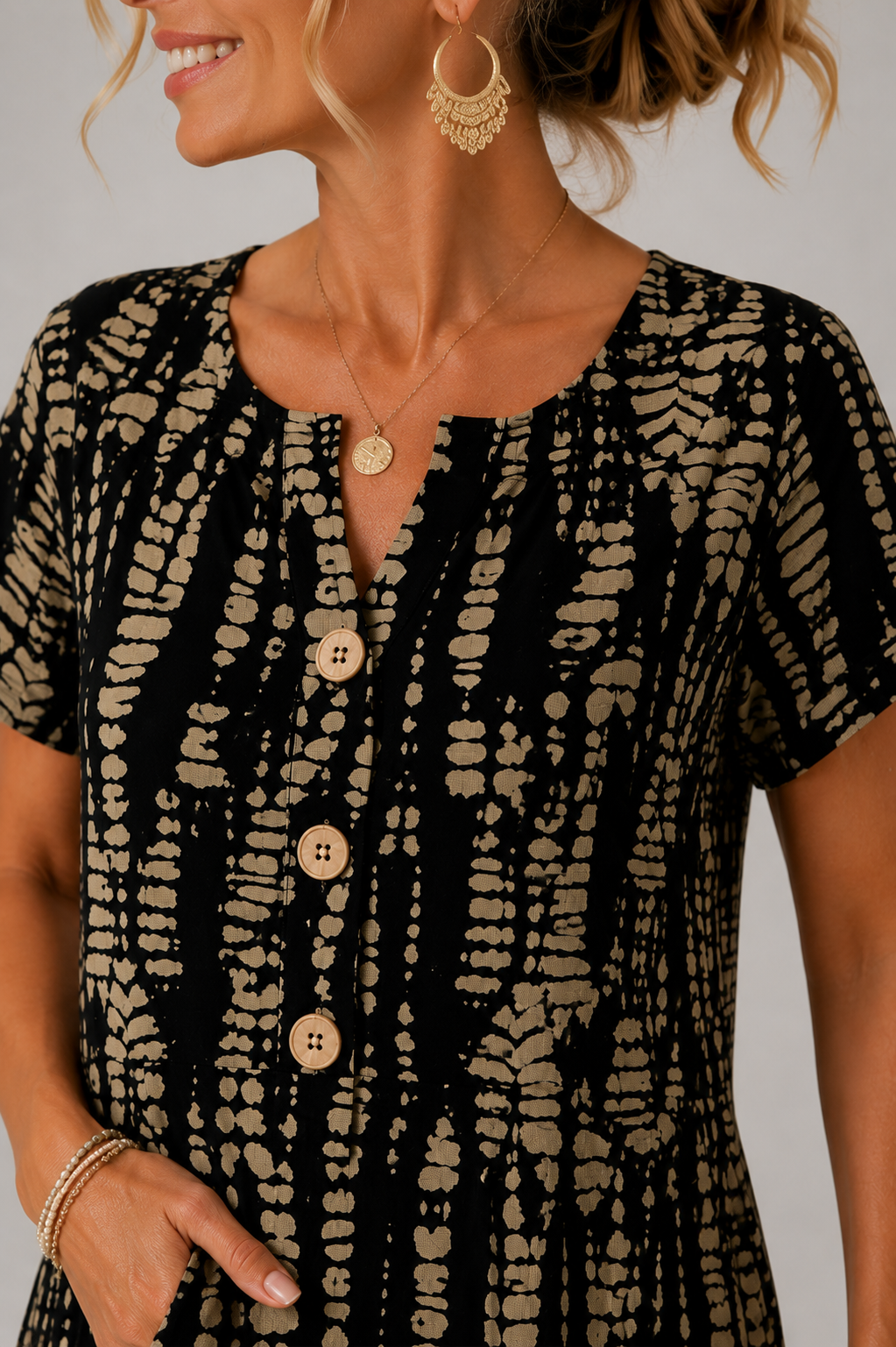 Constance | Robe Genou Colorblock, Col en V