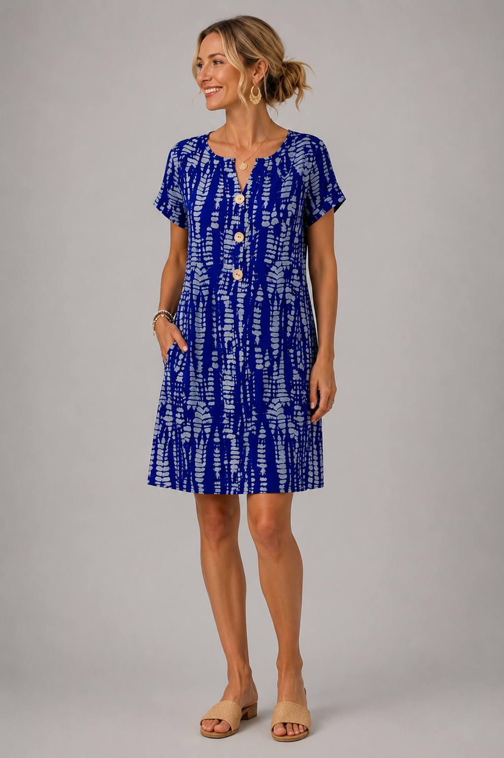 Constance | Robe Genou Colorblock, Col en V
