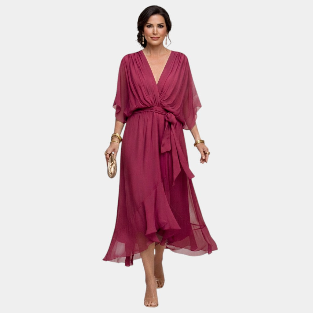 Carmen | Robe en chiffon avec décolleté en V