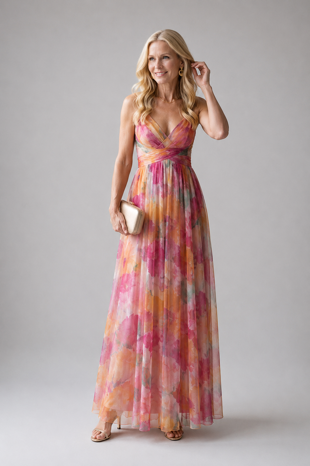 Élise | Robe Maxi Portefeuille Dégradée