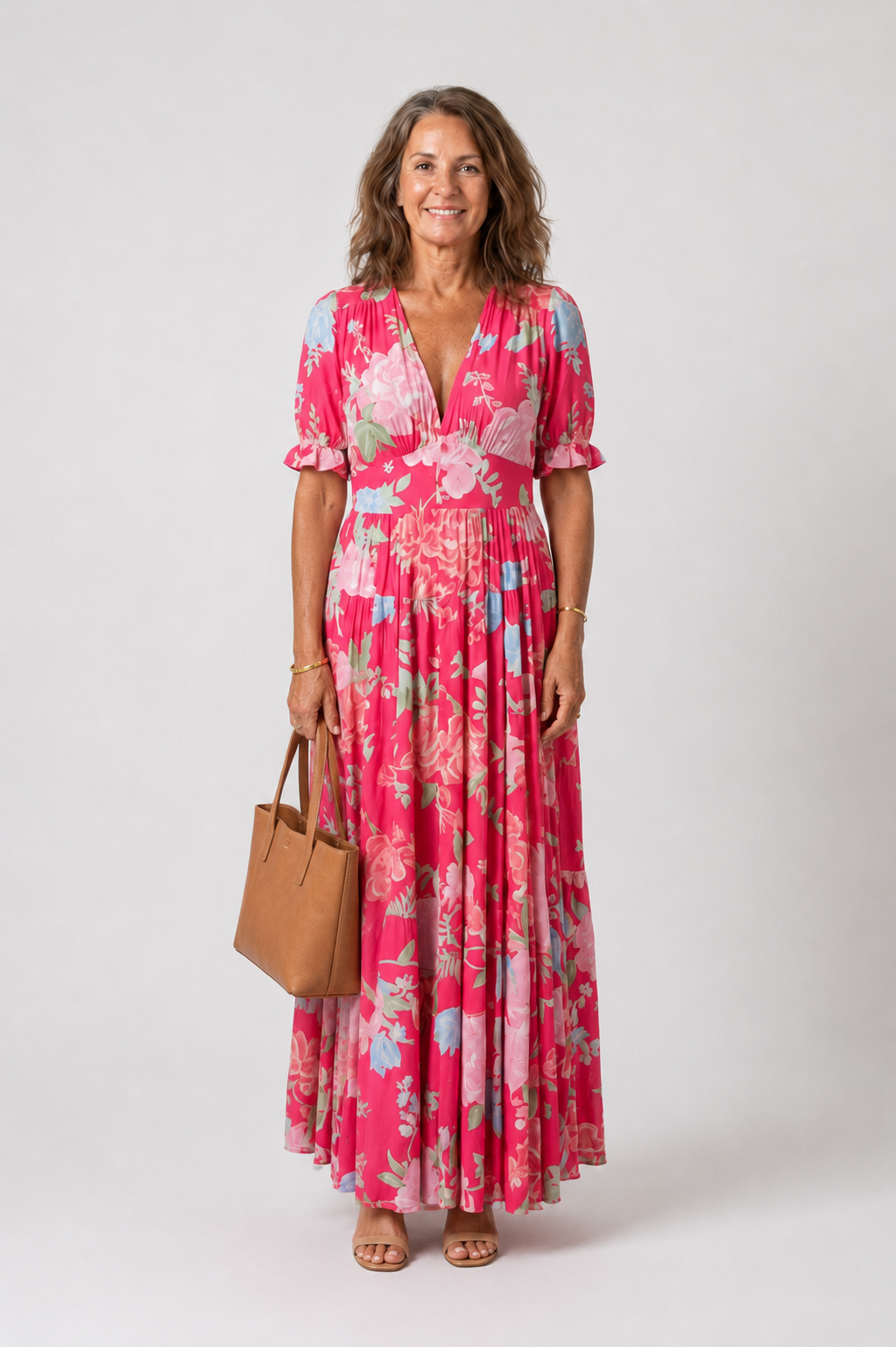 Line | Robe Midi Fleurie Romantique, Col en V