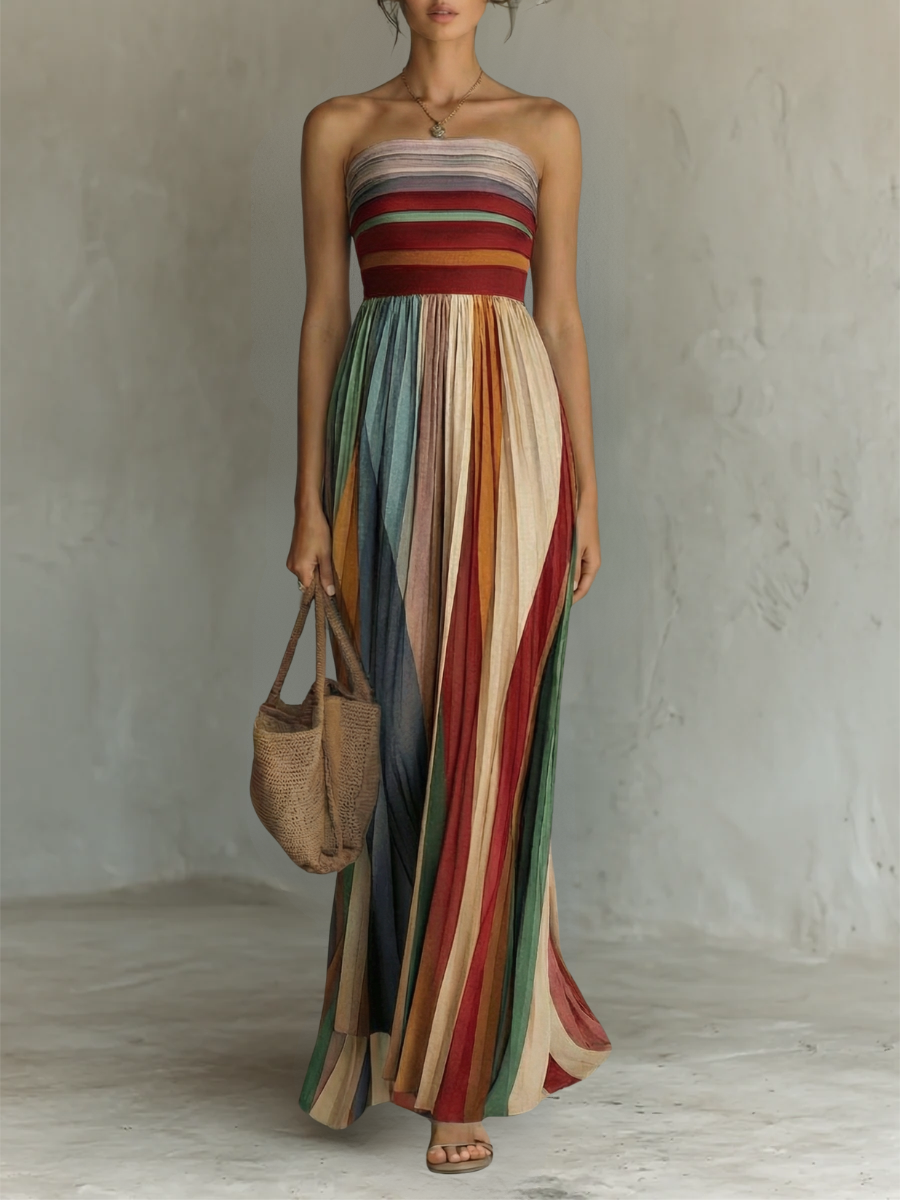Colombe | Robe Longue Colorée Sans Manches