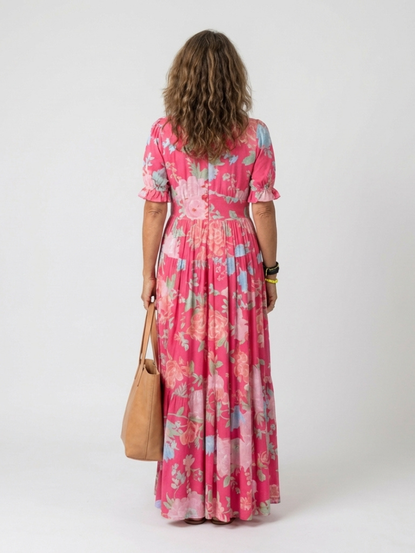 Line | Robe Midi Fleurie Romantique, Col en V