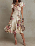 Marguerite | Robe Midi Satinée Florale Vintage