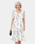 Katell | Robe avec manches en dentelle et imprimé floral