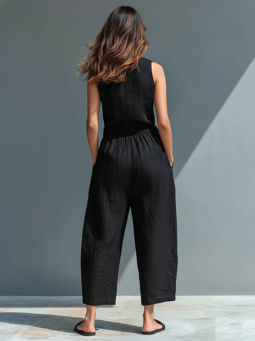 Victoire | Combinaison Minimaliste en Lin Noir