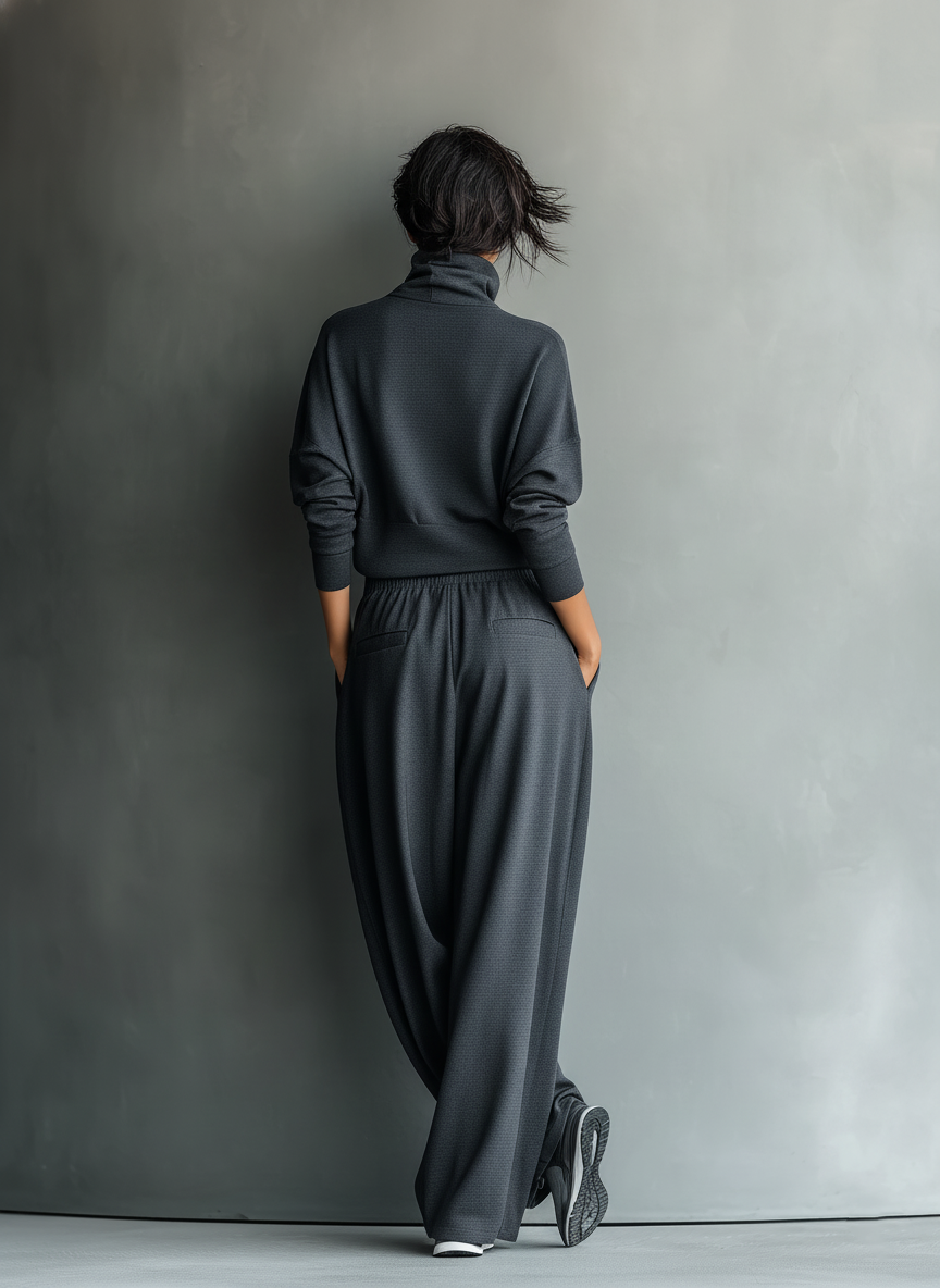 Félicité | Ensemble Tricot, Col Montant et Pantalon Large
