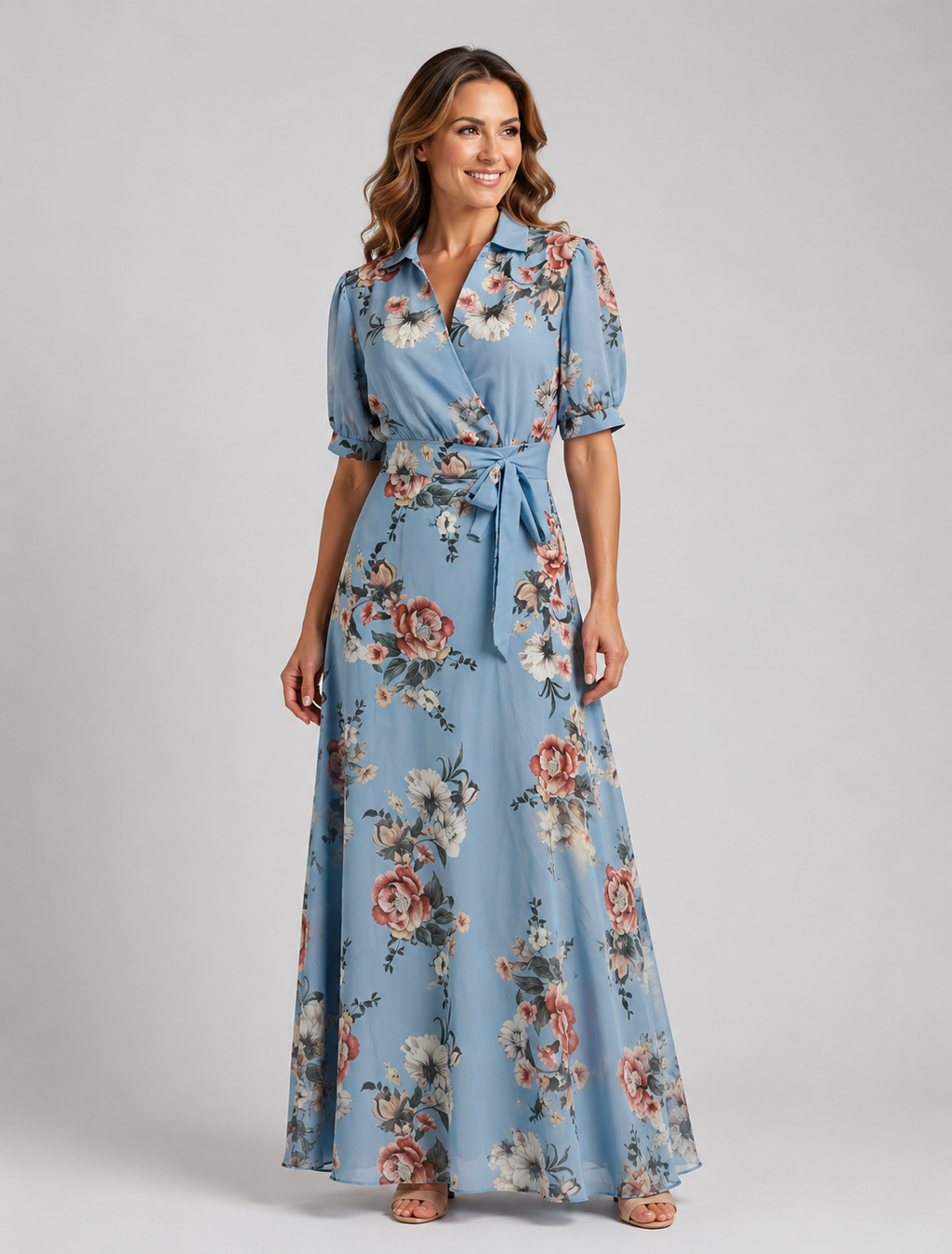 Léna | Robe Maxi Fleurie, Col en V