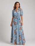 Léna | Robe Maxi Fleurie, Col en V