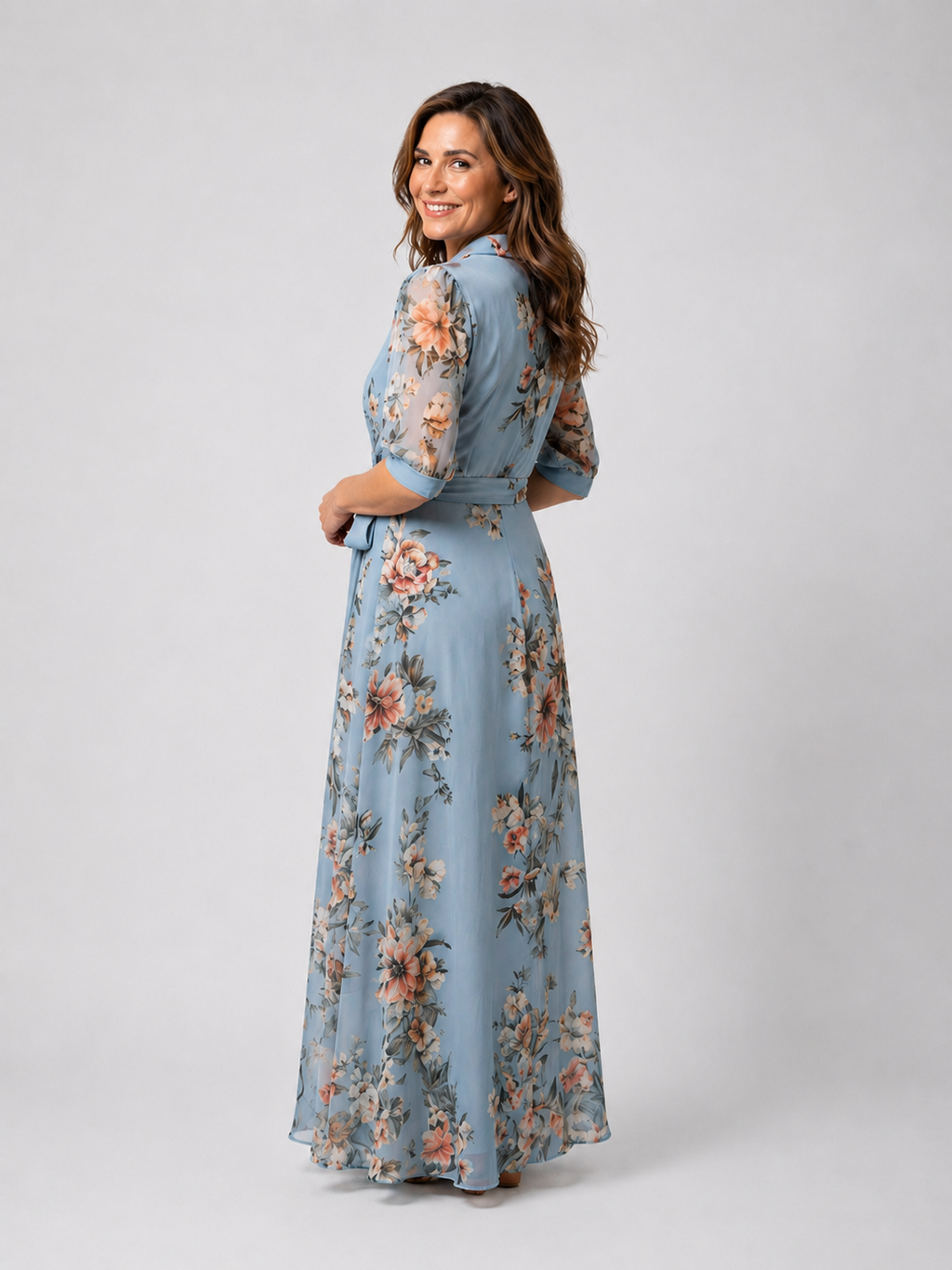 Léna | Robe Maxi Fleurie, Col en V