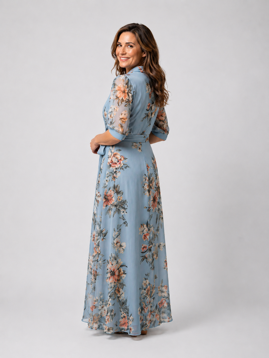 Léna | Robe Maxi Fleurie, Col en V