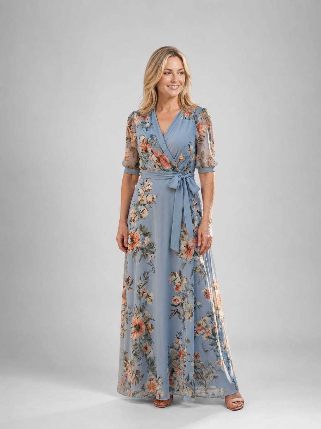 Léna | Robe Maxi Fleurie, Col en V
