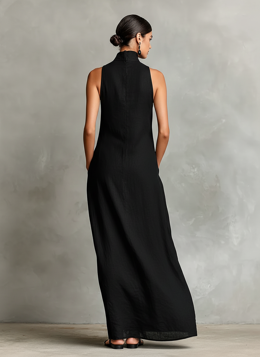 Catherine | Robe longue noire minimaliste