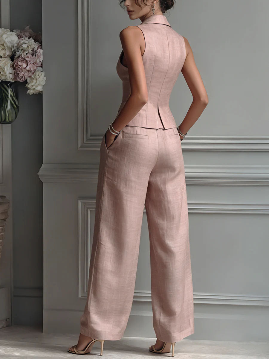 Charlotte | Ensemble deux pièces boutonné avec col en V pour femme