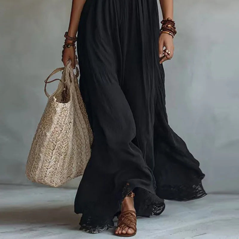 JADE | Robe Maxi Halter en Dentelle, Dos Nu